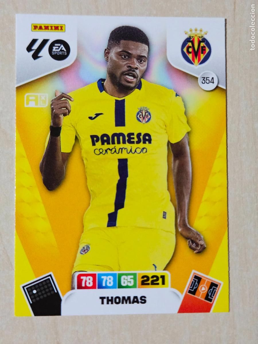 Cromos de F&uacute;tbol: FICHA N&ordm; 354 THOMAS - ADRENALYN 25 26 - PANINI 2025 - 26 - CROMO - VILLARREAL