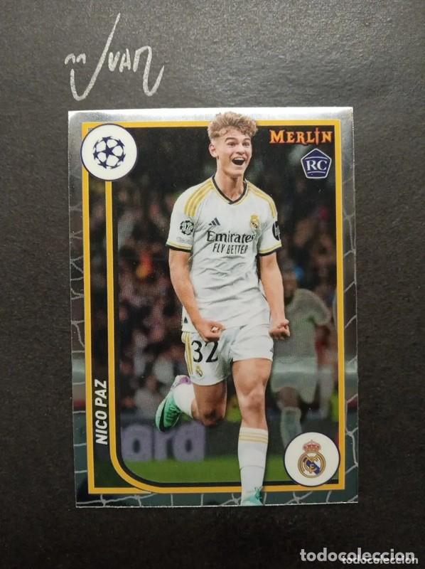 Figurine di Calcio: N&ordm; 117 ROOKIE NICO PAZ REAL MADRID ⚽ TOPPS &reg; MERLIN CHROME UCC COMPETITIONS 2023 2024 23 24 NUEVO