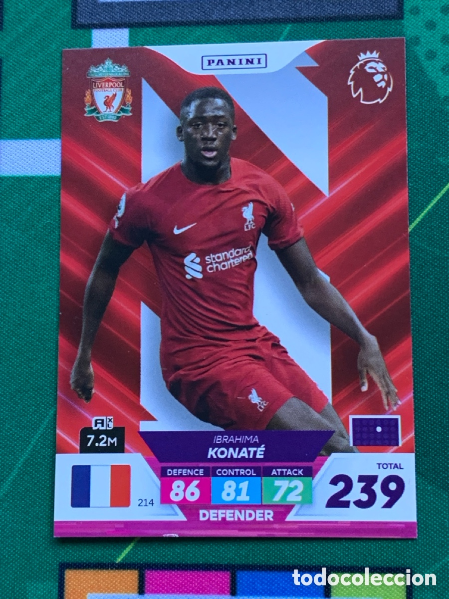 Cromos de F&uacute;tbol: 214 Konate Liverpool Panini Adrenalyn XL Premier League Plus 2023