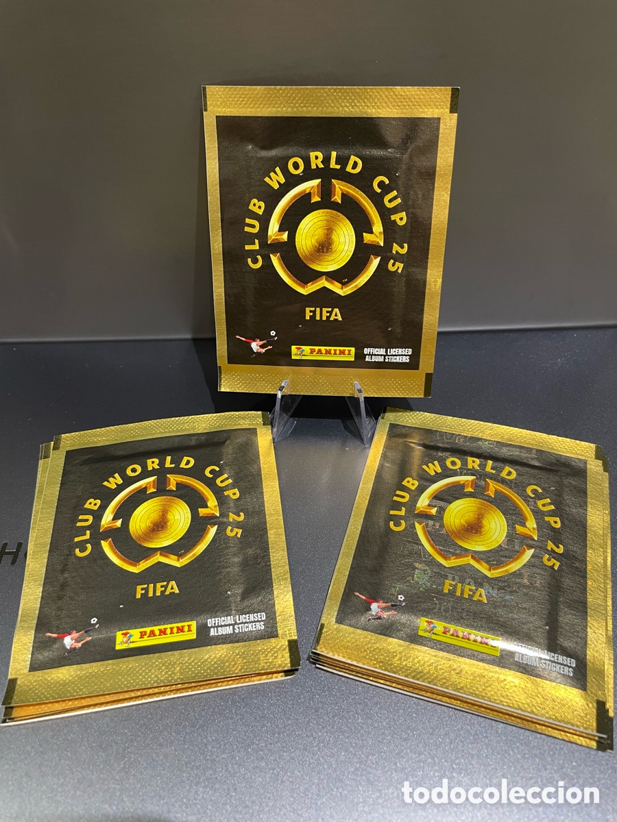 Cromos de F&uacute;tbol: Lote 10 sobres Panini Club World Cup 2025 Messi Cristiano Ronaldo Mbappe Haaland