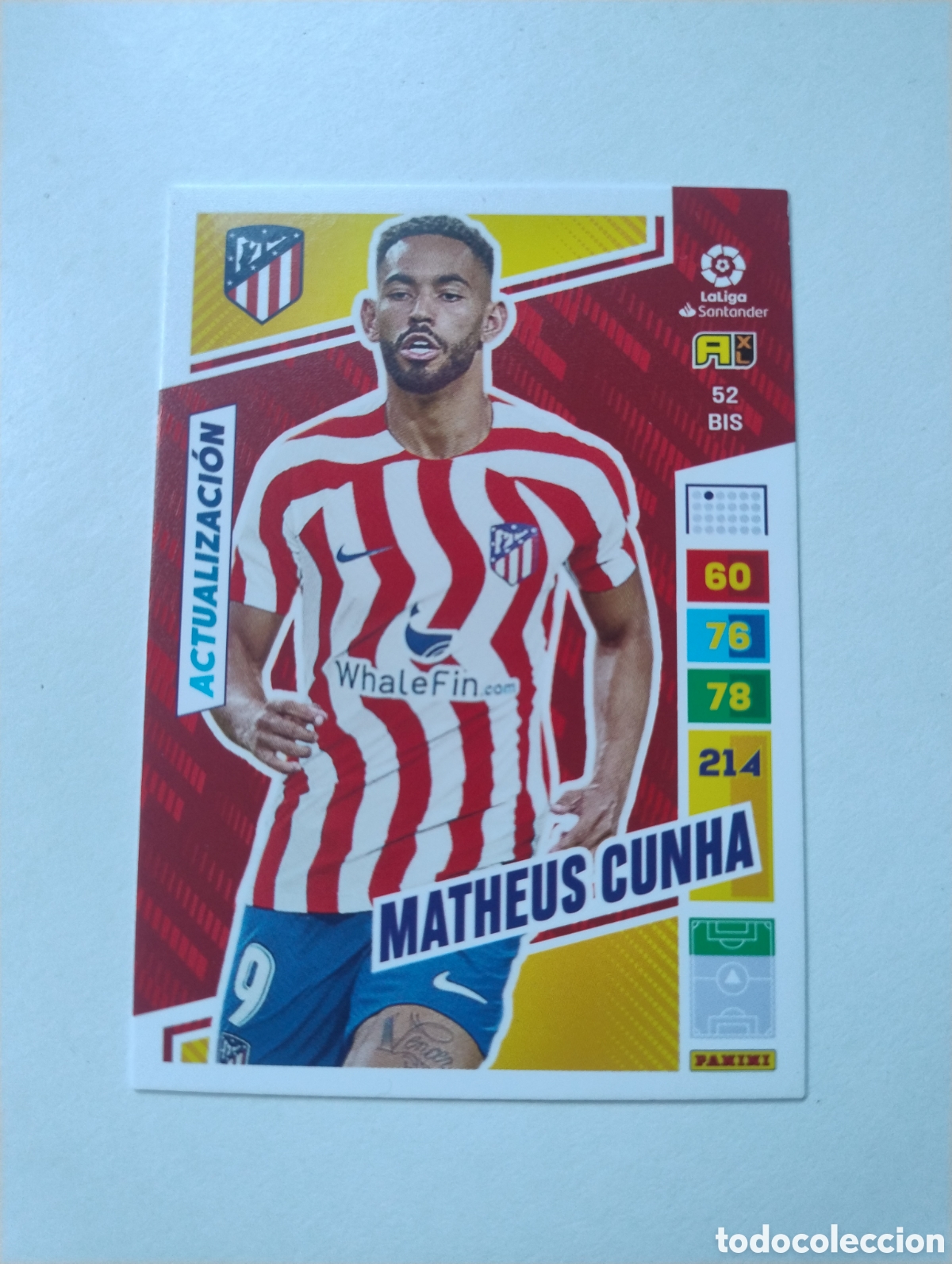 Cromos de F&uacute;tbol: 52 bis - Matheus Cunha - Atl&eacute;tico de Madrid - Adrenalyn XL Liga 2022 - 2023 Actualizaci&oacute;n
