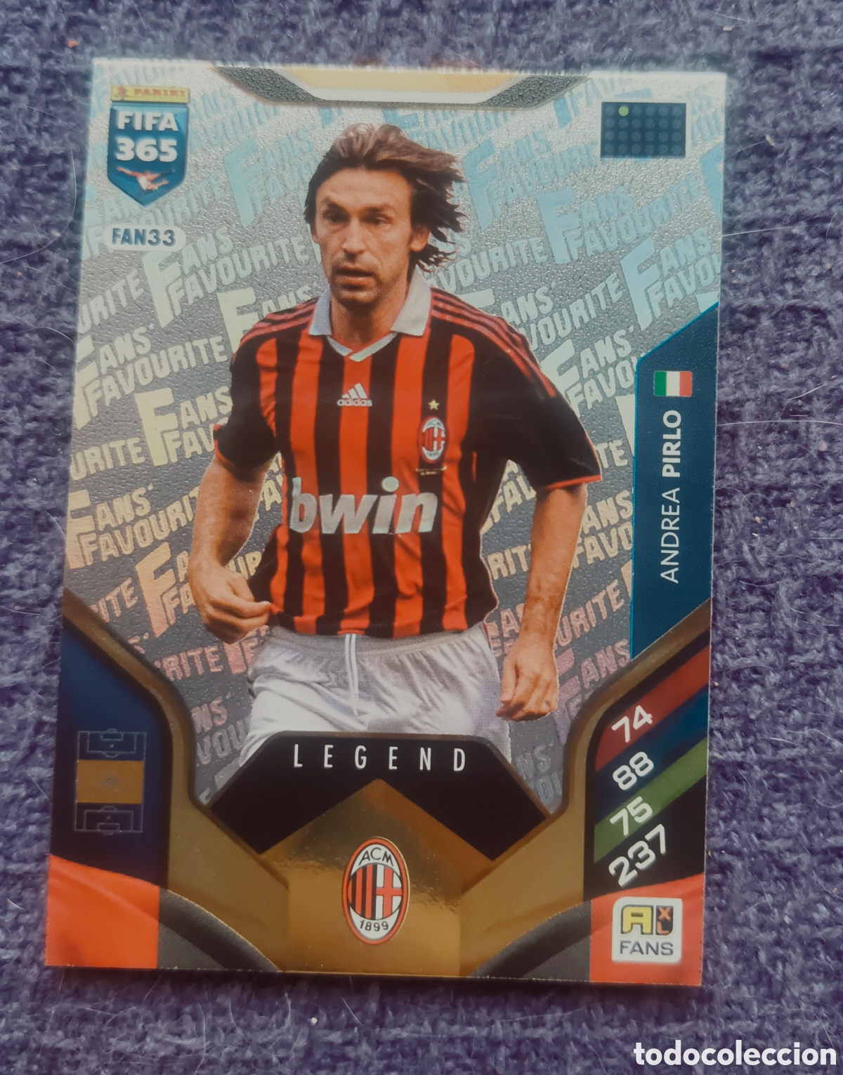 Cromos de F&uacute;tbol: Carta Andrea Pirlo - LEGEND / Fans' Favourite - FIFA 365 Adrenalyn XL - AC Milan