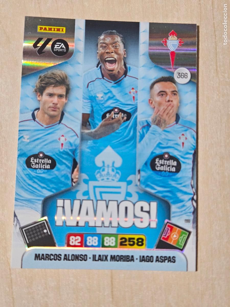 Cromos de F&uacute;tbol: FICHA N&ordm; 366 REAL CELTA - ADRENALYN 25 26 - PANINI 2025 - 26 - CROMO - VAMOS