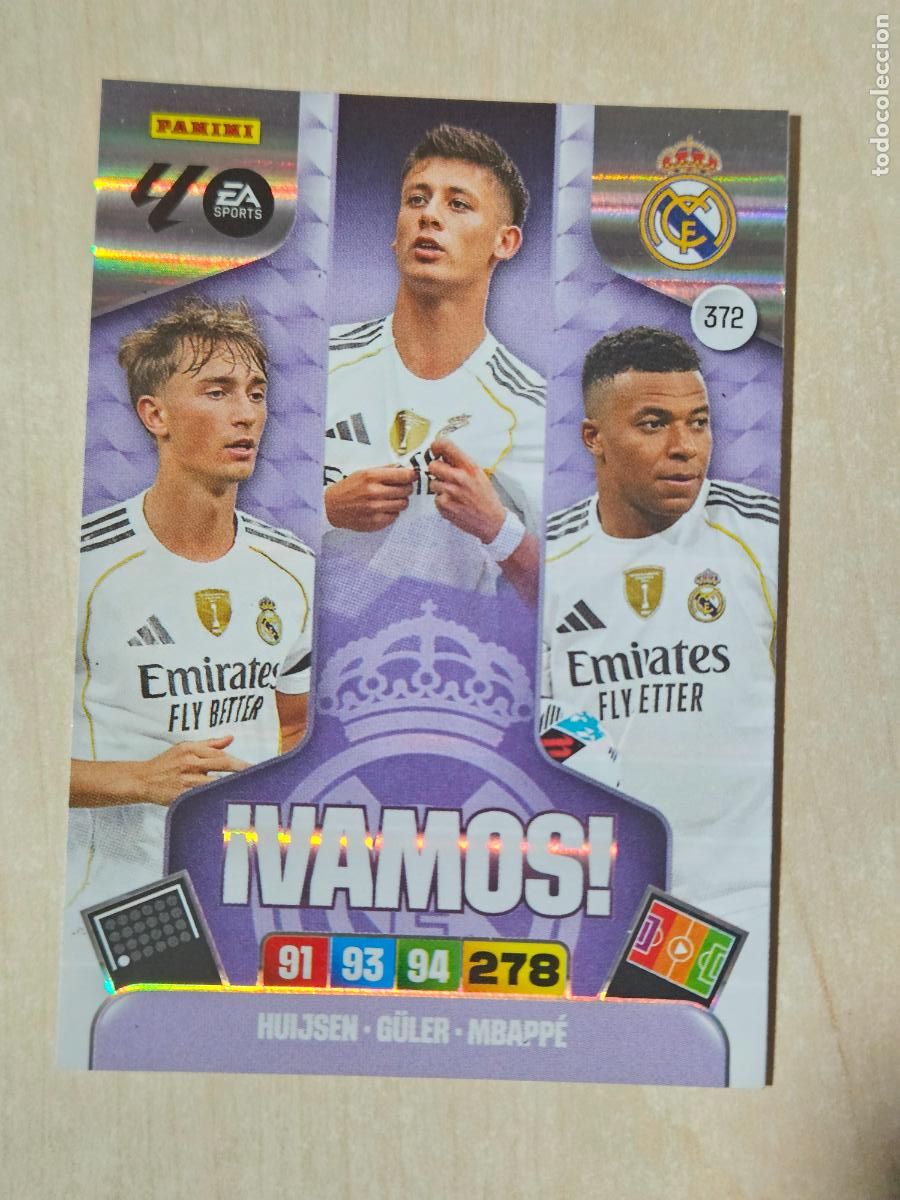 Cromos de F&uacute;tbol: FICHA N&ordm; 372 REAL MADRID - ADRENALYN 25 26 - PANINI 2025 - 26 - CROMO - VAMOS