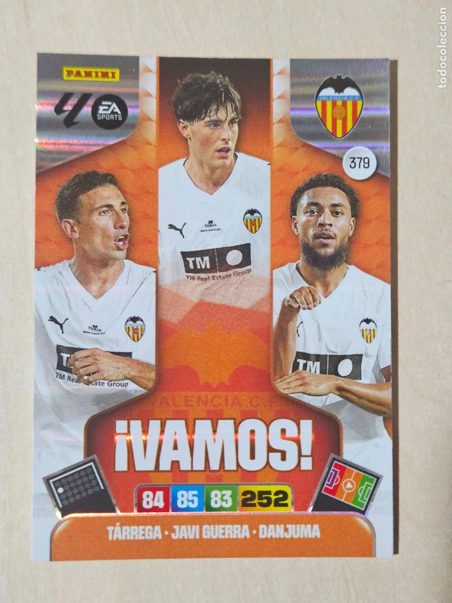Cromos de F&uacute;tbol: FICHA N&ordm; 379 VALENCIA - ADRENALYN 25 26 - PANINI 2025 - 26 - CROMO - VAMOS