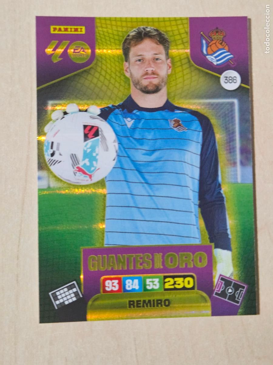 Cromos de Futebol: FICHA N&ordm; 386 REMIRO - ADRENALYN 25 26 - PANINI 2025 - 26 - CROMO - GUANTES DE ORO