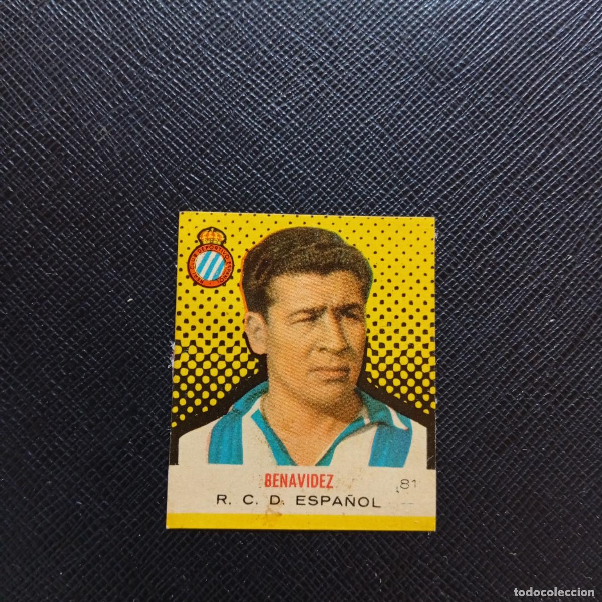 Cromos de F&uacute;tbol: 81 BENAVIDEZ ESPA&Ntilde;OL BRUGUERA CAMPEONES 1957 1958 CROMO FUTBOL 57 58 - DESPEGADO - A45 PG47