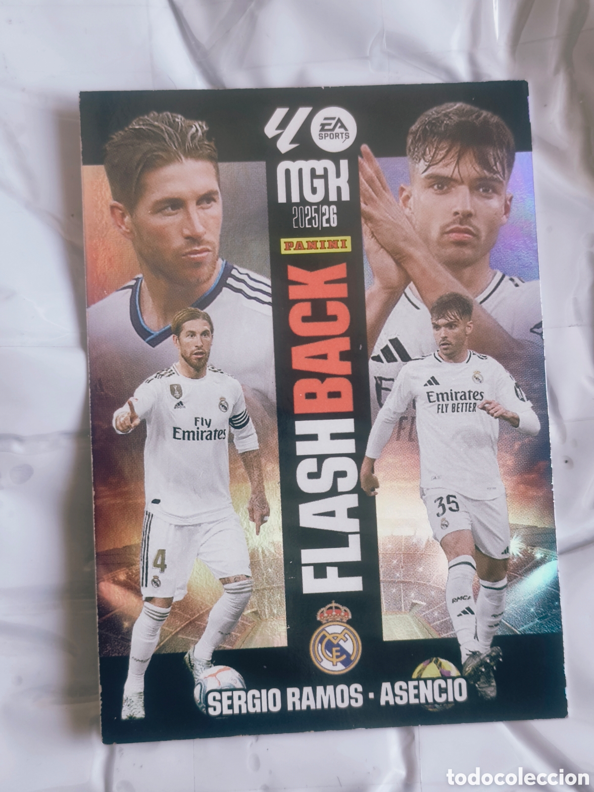 Football Stickers: Carta Flashback Sergio Ramos - Asencio | Megacracks 2025/26 Panini Real Madrid