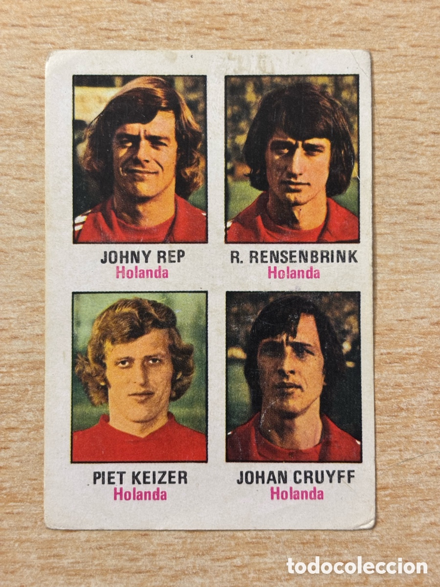 Cromos de Futebol: # 38 J. Cruyff Holanda Rep, Resenbrink, Keizer Fher 1973 M&uacute;nich 74, sin pegar Nico