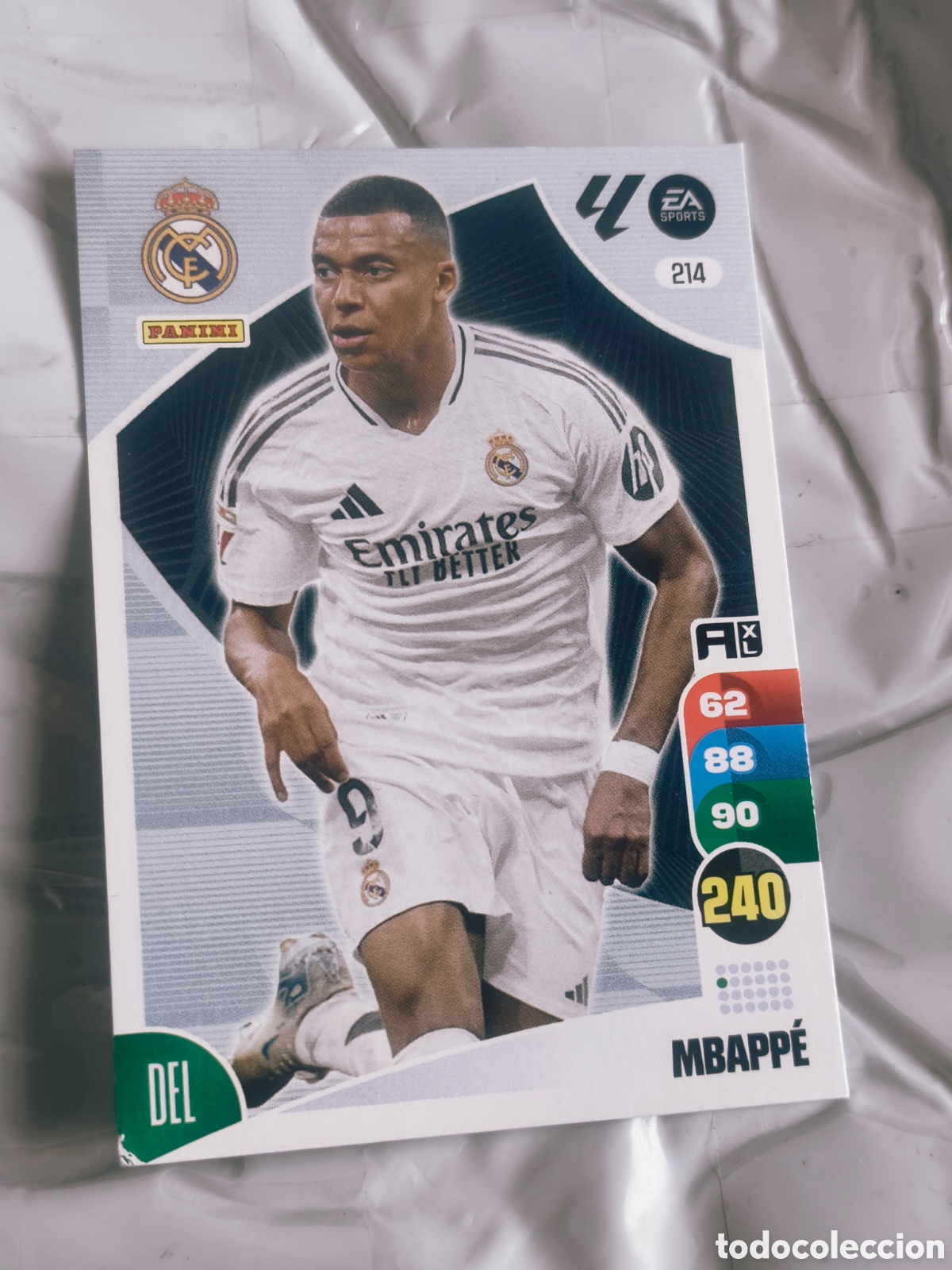 Cromos de f&uacute;tbol: Carta Kylian Mbapp&eacute; N&ordm; 214 - Panini Adrenalyn XL 2025/26 Real Madrid