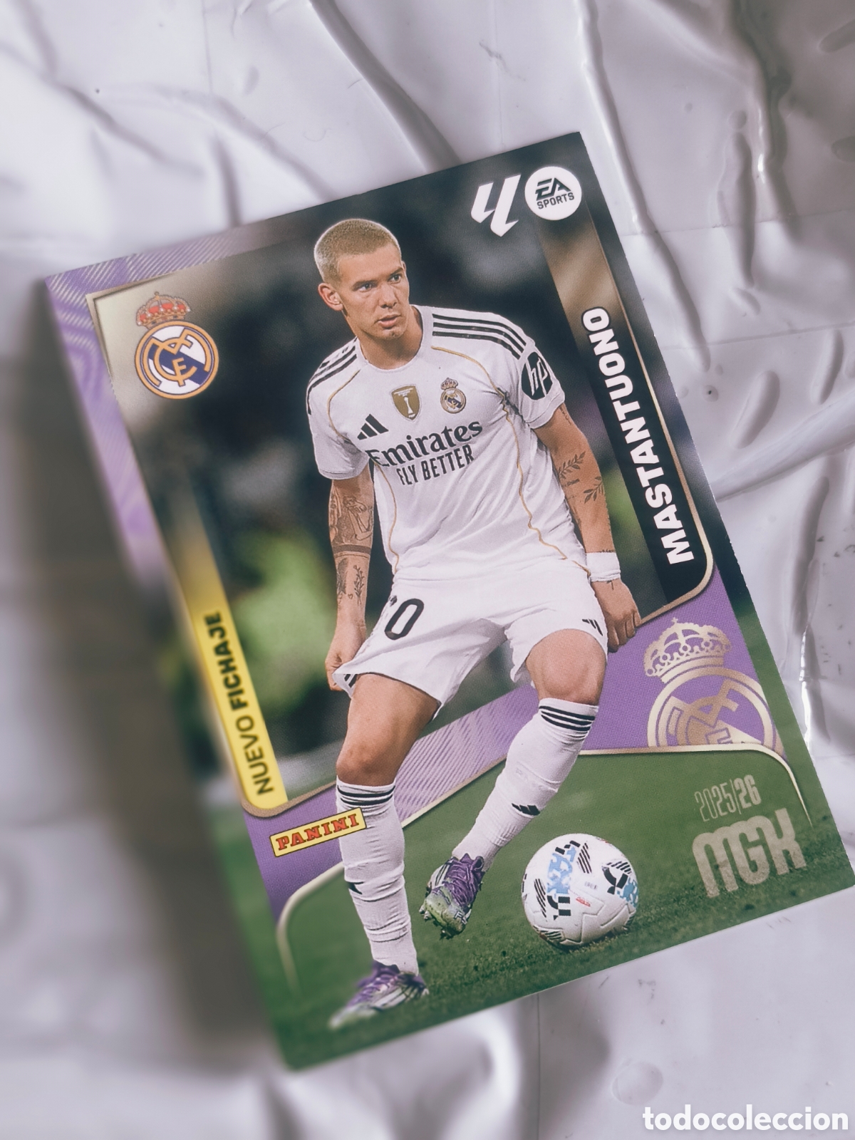 Cromos de F&uacute;tbol: Carta Franco Mastantuono Nuevo Fichaje - Panini Megacracks 2025/26 MGK Real Madrid