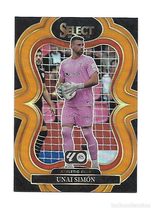 Cromos de F&uacute;tbol: # 133 UNAI SIMON (ATHLETIC CLUB BILBAO) MEZZANINE ORANGE /75 PRIZM , PANINI SELECT LA LIGA 2025 2026