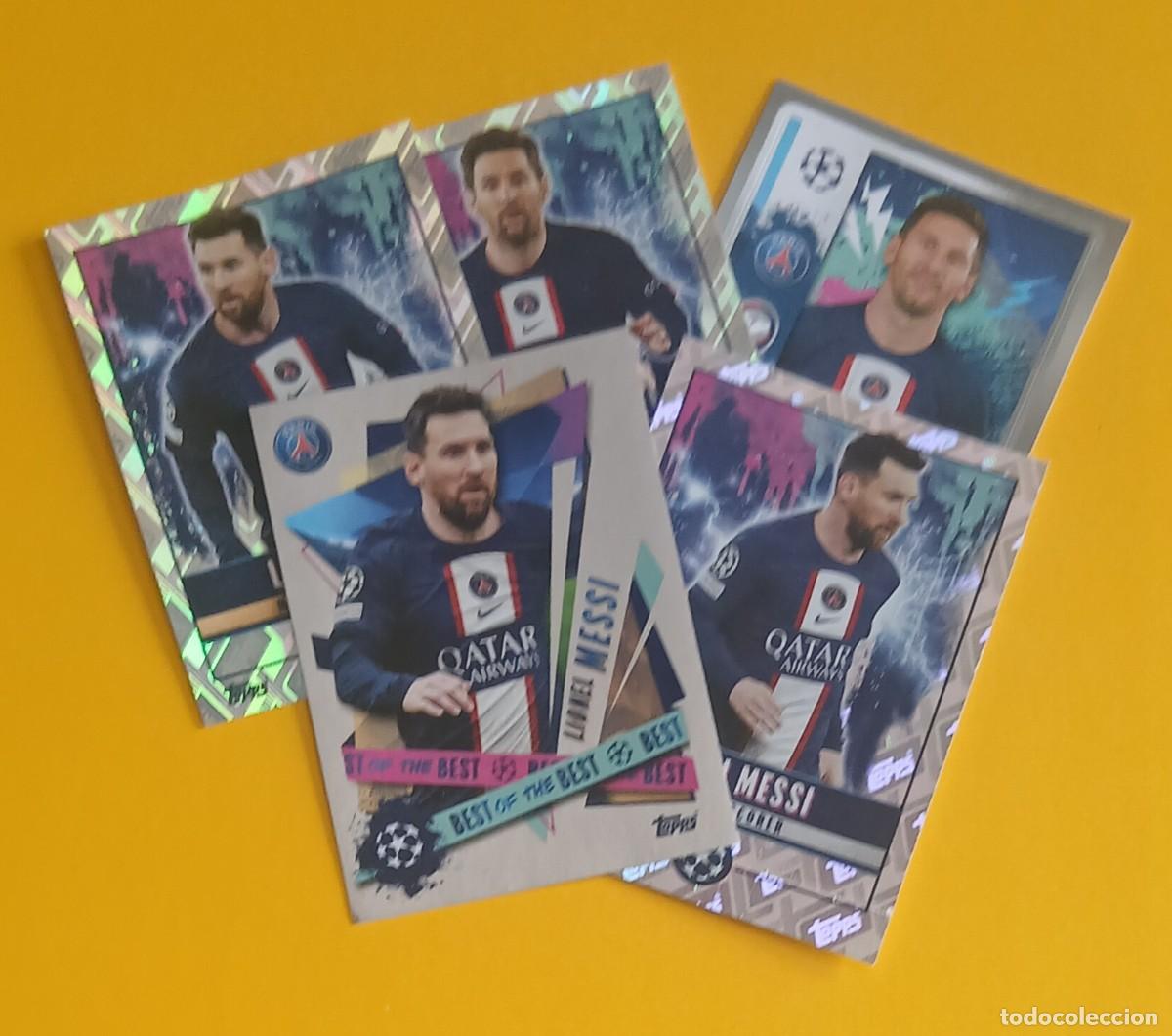 Cromos de F&uacute;tbol: LOTE DE 5 CROMOS ADHESIVOS LIONEL MESSI PSG TOPPS CHAMPIONS LEAGUE 2022-23. Nuevos.