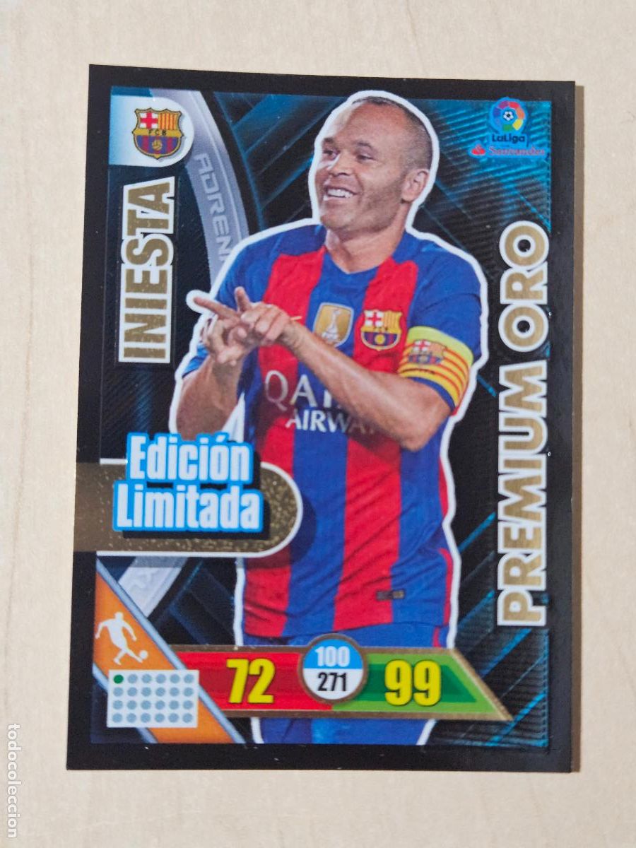 Fu&szlig;ball-Sticker: FICHA INIESTA - ADRENALYN 16 17 - PANINI 2016 - 17 - CROMO - EDICION LIMITADA - PREMIUM ORO