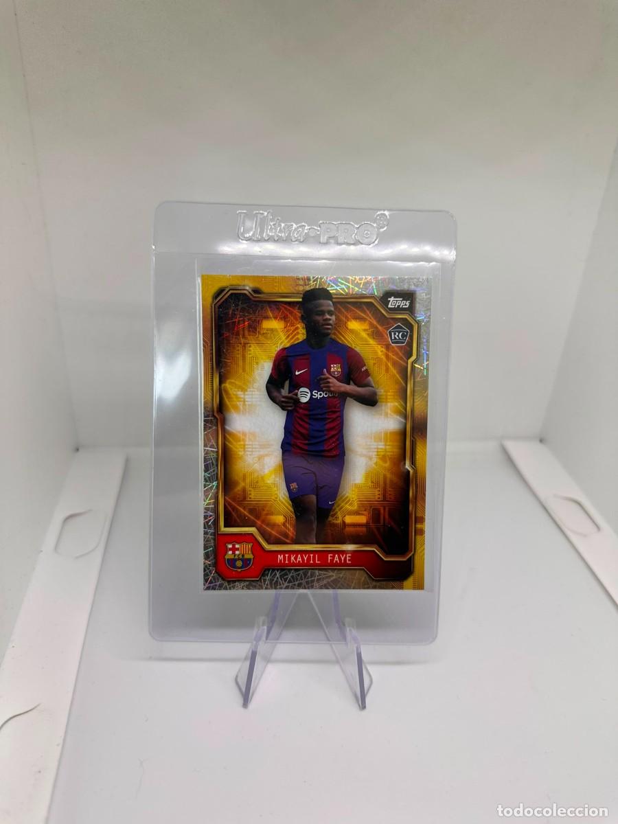 Football Stickers: MIKAYIL FAYE FC BARCELONA TOPPS FAN SET GOLD DRIP REFRACTOR 2023 2024