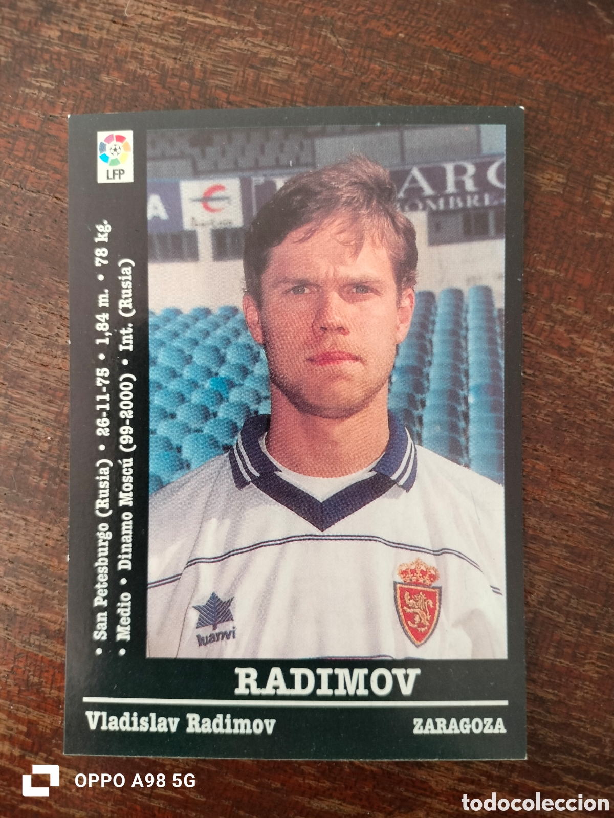 Cromos de f&uacute;tbol: Cromo 63a 63 a Radimov Zaragoza Panini liga temporada 2000 2001 00 01
