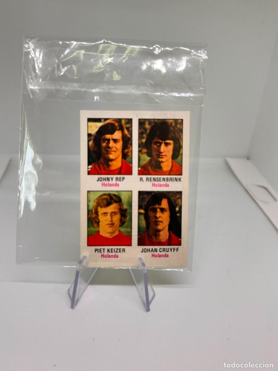 Cromos de F&uacute;tbol: Panel Johan Cruyff RC Johny Keizer y Rensenbrink Nederland Munich 1974
