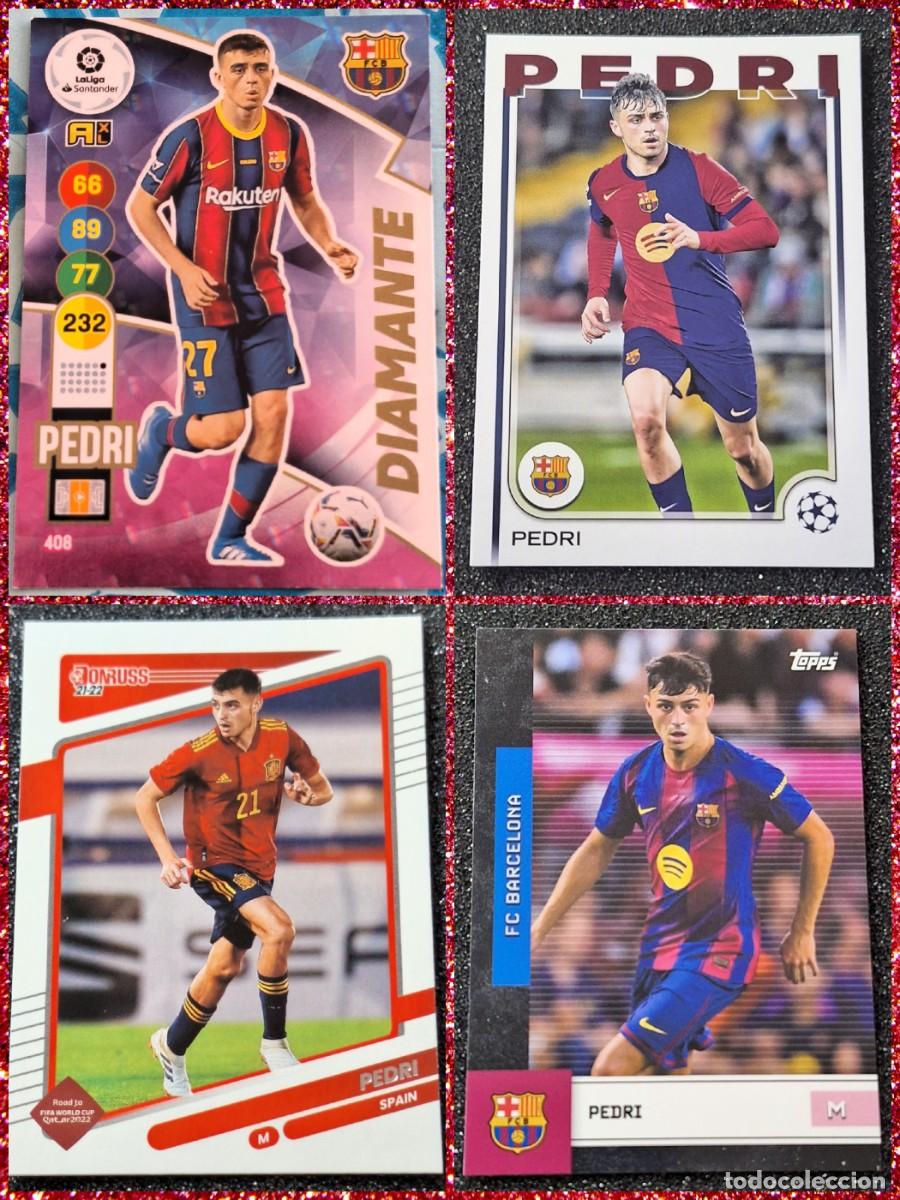 Fu&szlig;ball-Sticker: Lote de 4 cards Pedri Barcelona Espa&ntilde;a Topps Panini Adrenalyn Soccer