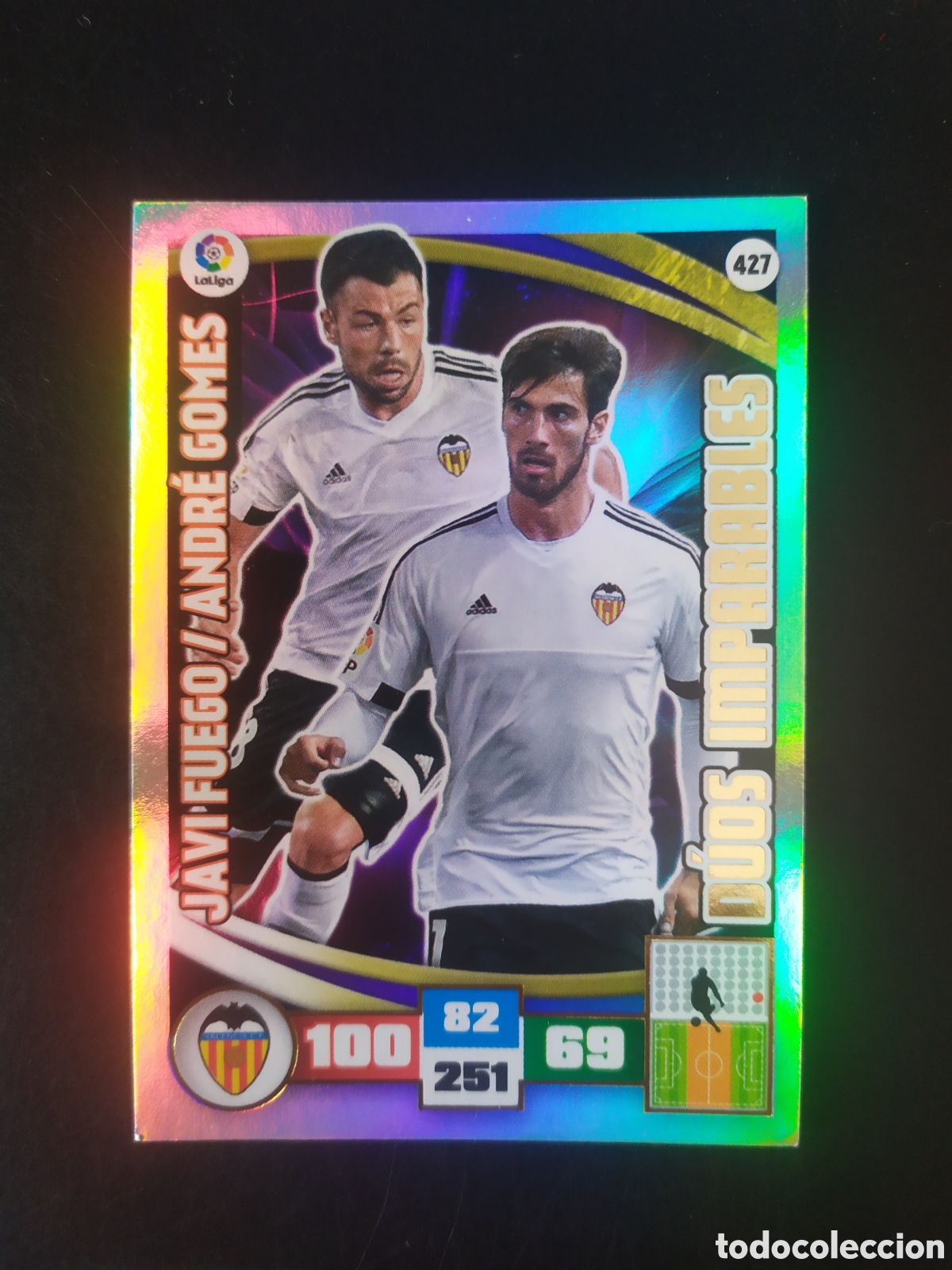 Fu&szlig;ball-Sticker: Adrenalyn 2015 2016 15 16 panini Javi Fuego Andr&eacute; Gomes duos imparables n&deg; 427 Valencia