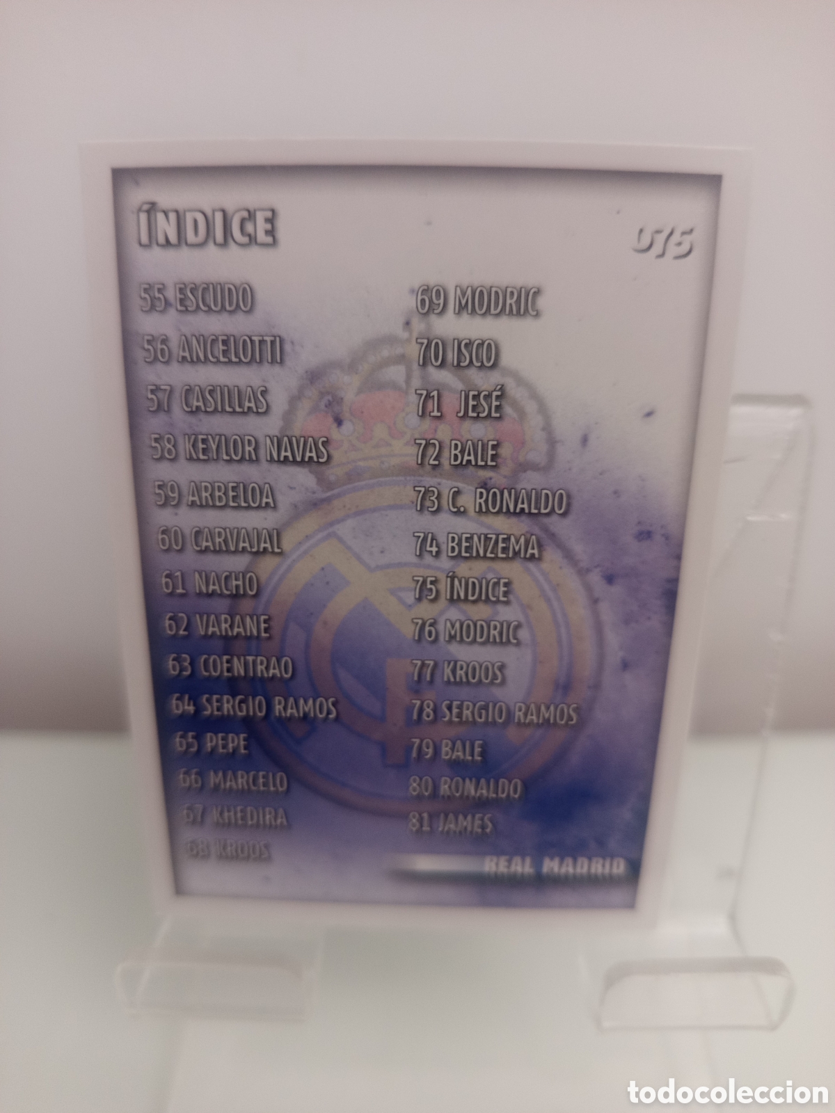 Cromos de F&uacute;tbol: ❇️ CROMO ⚽ &Iacute;NDICE REAL MADRID 75 075 FICHAS LIGA 2015 14 15 2014 2015 MUNDICROMO ❇️