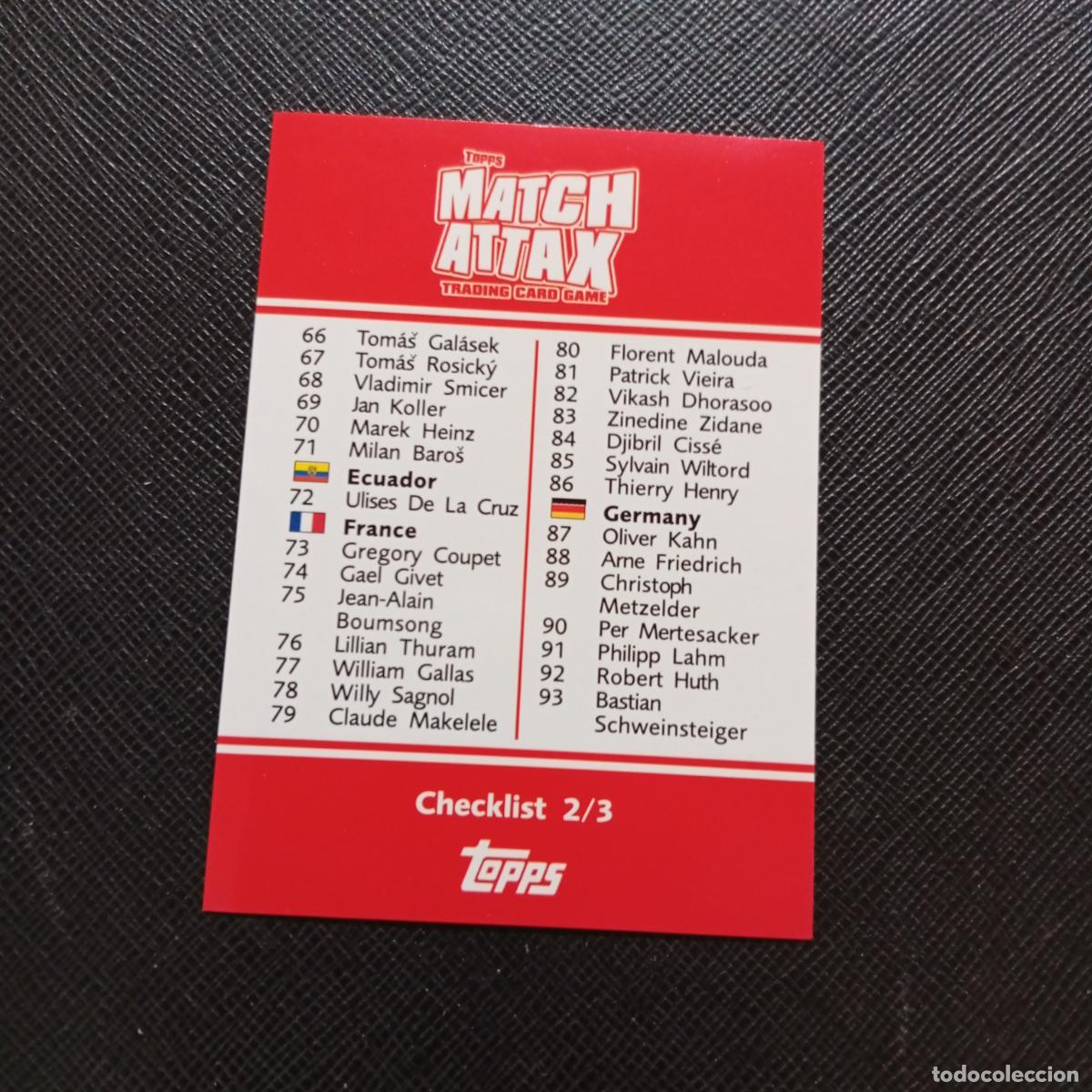Fu&szlig;ball-Sticker: 2/3 INDICE TOPPS MATCH ATTAX MUNDIAL 2006 ALEMANIA CROMO FUTBOL 06 - A20 PG487 B