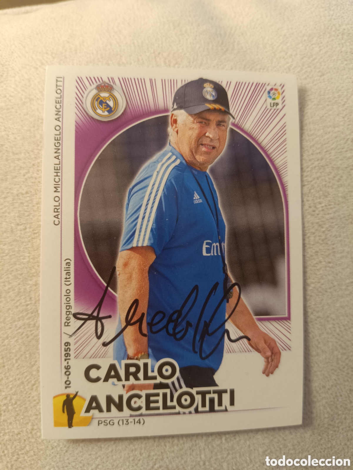 Football Stickers: Carlos Ancelotti Real Madrid n.22 Aut&oacute;grafo