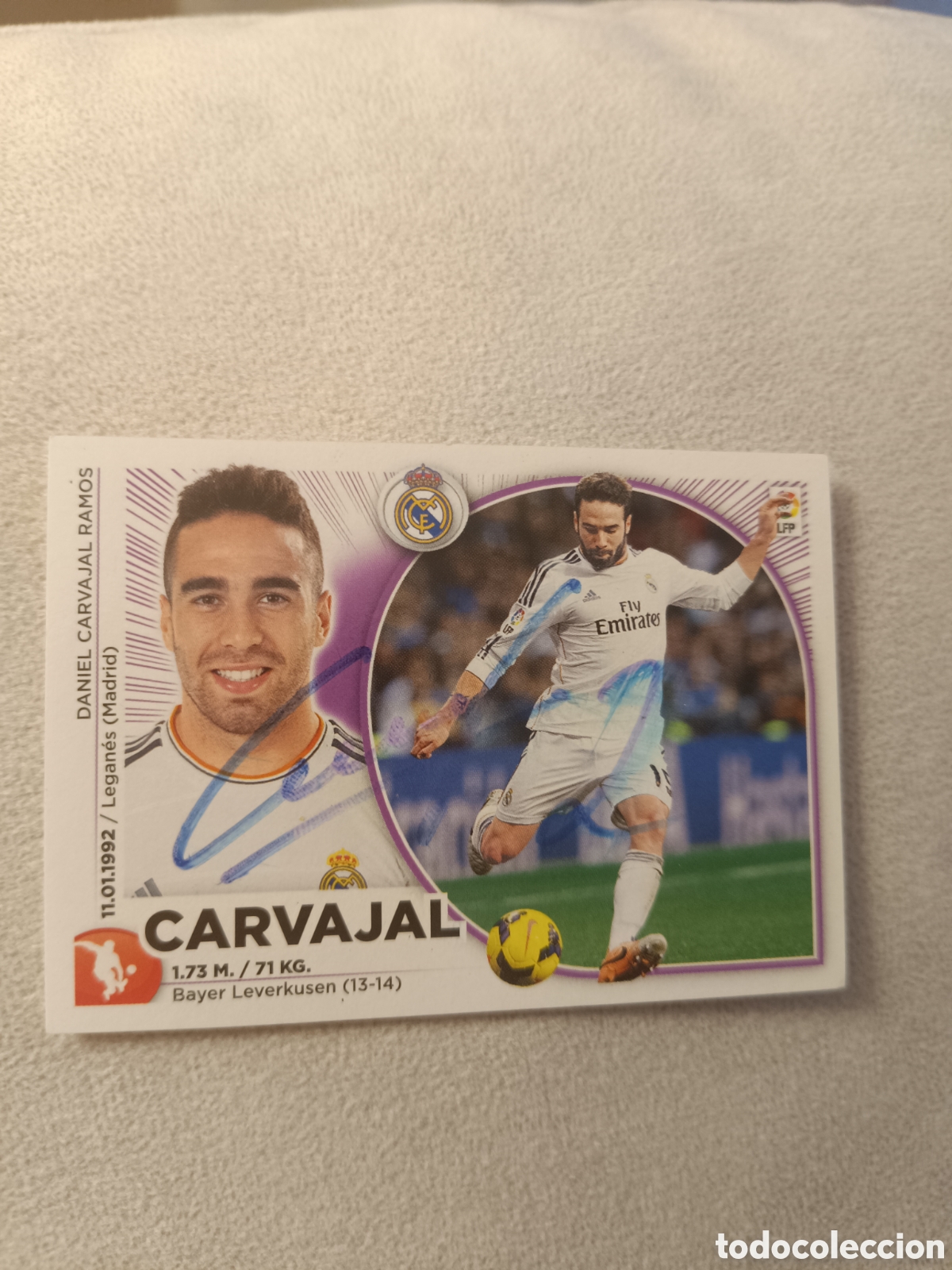 Football Stickers: Carvajal Real Madrid aut&oacute;grafo