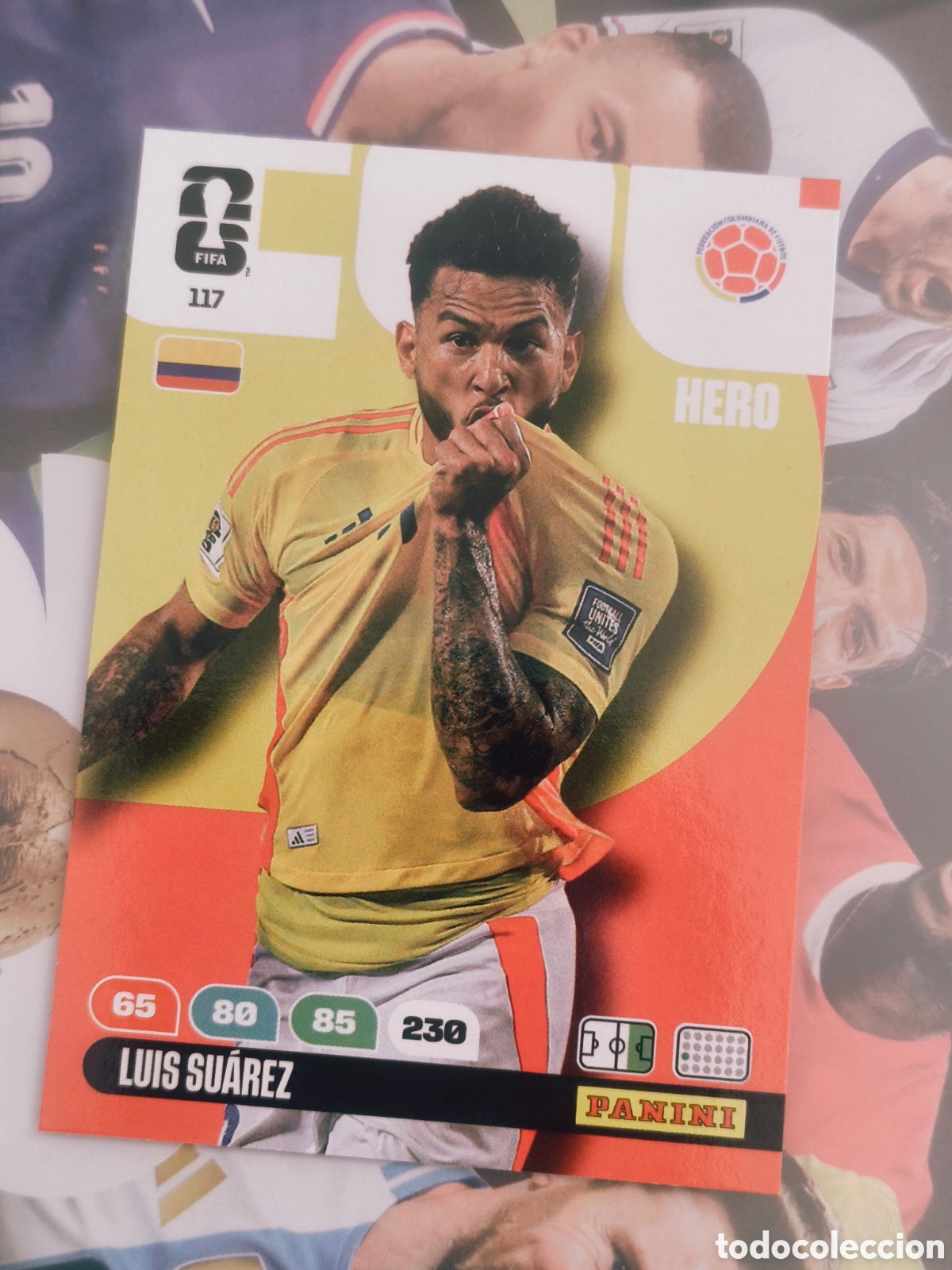 Figurine di Calcio: Carta Luis Su&aacute;rez Colombia (117) - HERO Panini Adrenalyn XL Mundial 2026