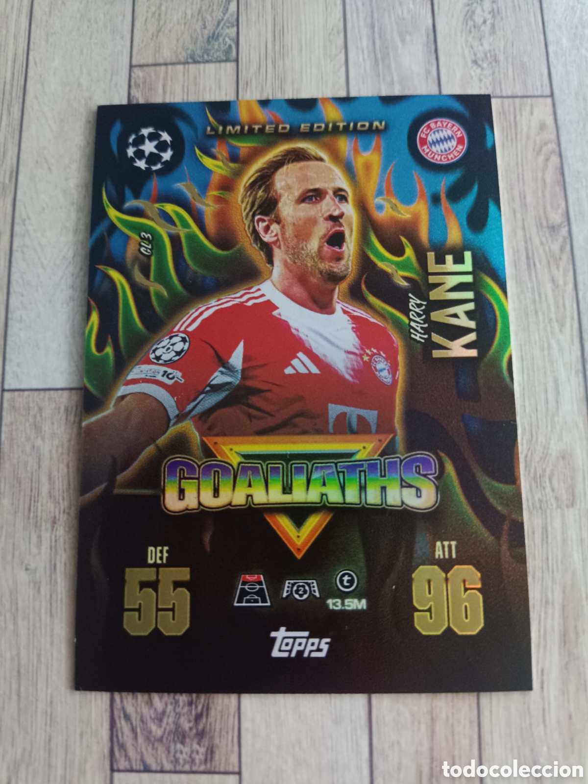 Cromos de F&uacute;tbol: HARRY KANE BAYERN MUNICH LIMITED EDITION GOALIATHS MATCH ATTAX EXTRA CHAMPIONS 2025 2026 TOPPS 25 26