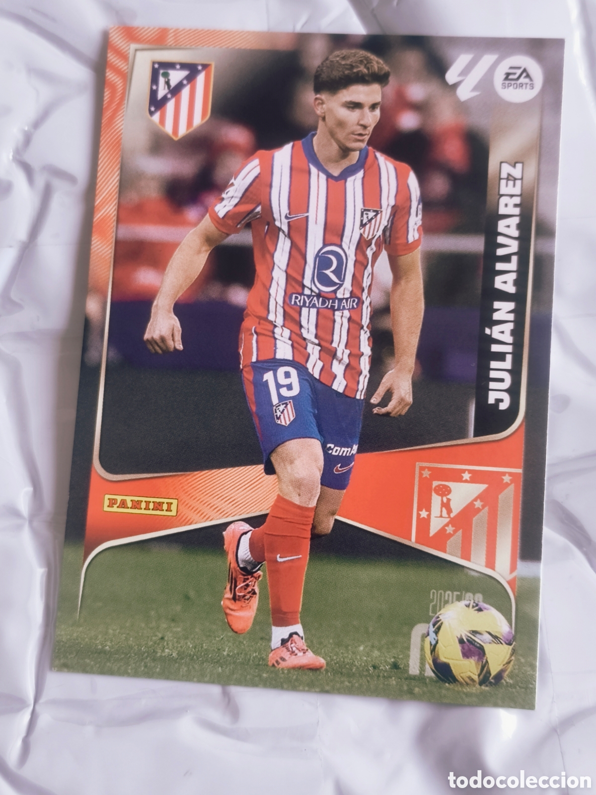 Cromos de F&uacute;tbol: Carta Juli&aacute;n &Aacute;lvarez Atl&eacute;tico de Madrid (19) - Ficha Base Megacracks 2024-25