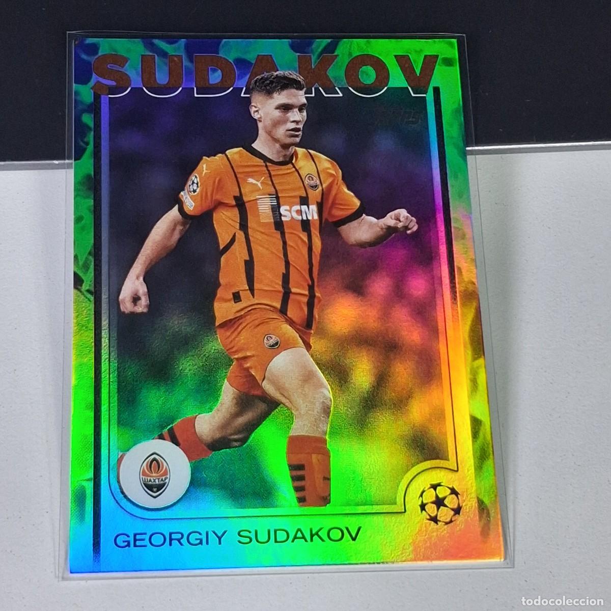 Fu&szlig;ball-Sticker: P2 119 GEORGIY SUDAKOV NUMERADA /199 2024-25 TOPPS UEFA NEON GREEN FOIL SHAKHTAR DONETS
