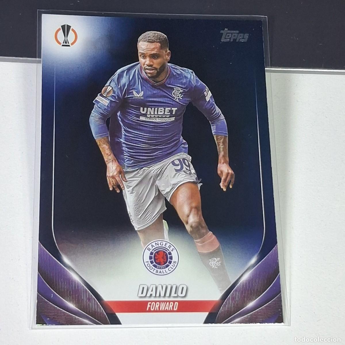 Fu&szlig;ball-Sticker: P2 34 DANILO NUMERADA /250 2023-24 TOPPS UEFA CLUB COMPETITIONS PURPLE FOIL RANGERS FC
