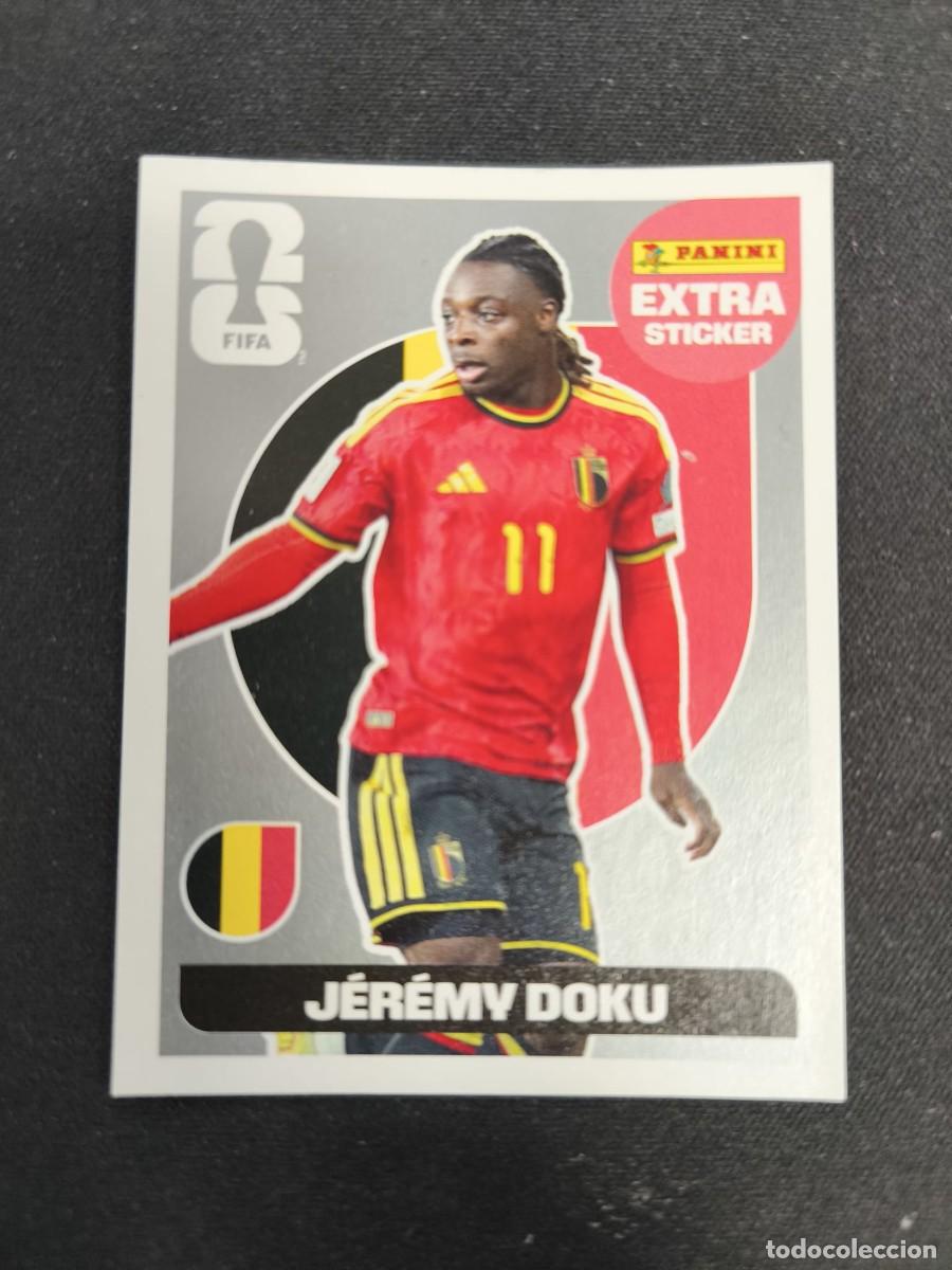 Cromos de F&uacute;tbol: cromo extra sticker jeremy doku panini plata fifa world cup 2026