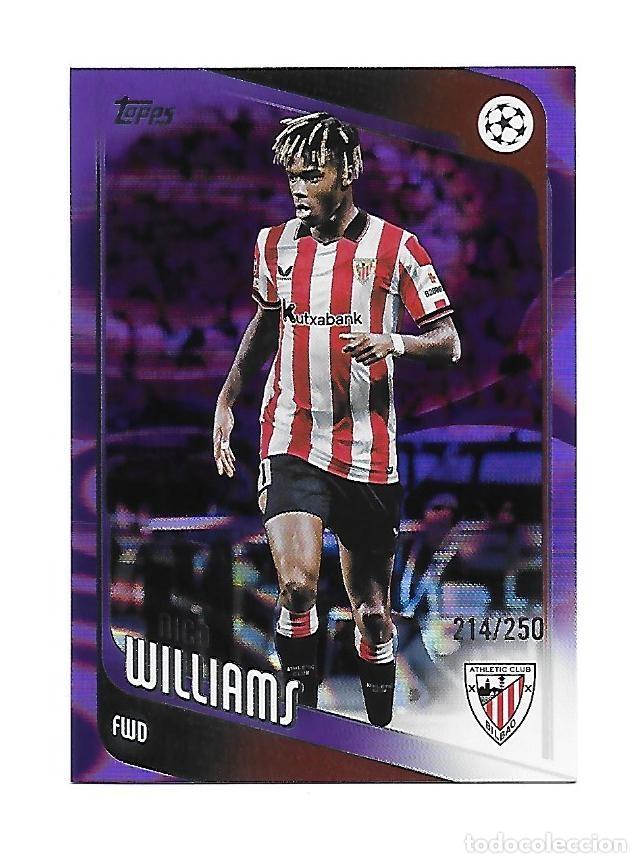 Cromos de F&uacute;tbol: # 38 NICO WILLIAMS (ATHLETIC CLUB BILBAO) PURPLE RAINDROPS /250 , TOPPS UCC FLAGSHIP 2025 2026
