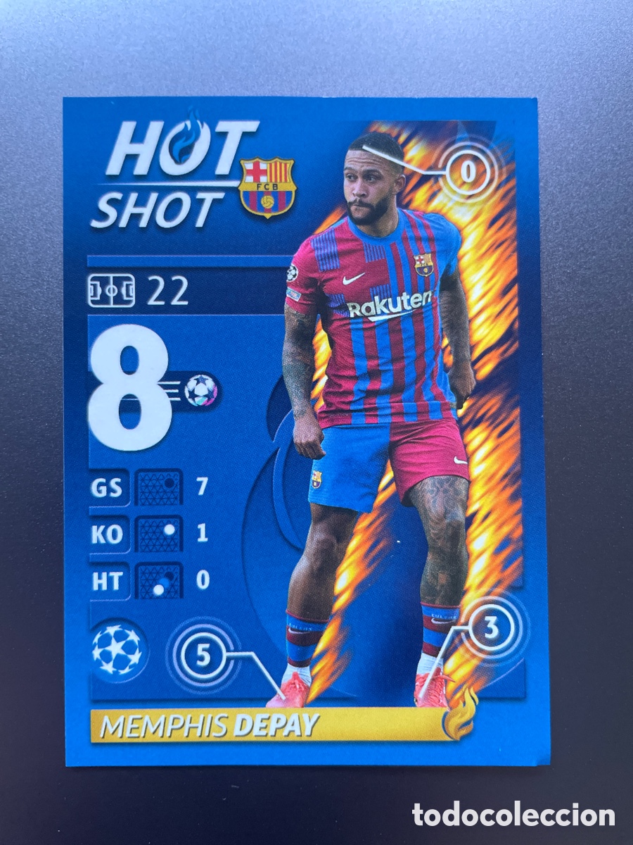 Cromos de F&uacute;tbol: Depay 375 Hot Shot Topps UCL 2021-22 FC Barcelona