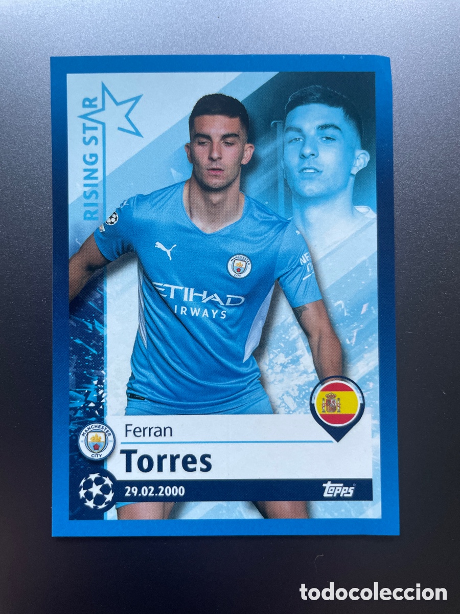 Football Stickers: Ferran Torres 74 Rising Stars Topps UCL 2021-22 Manchester City
