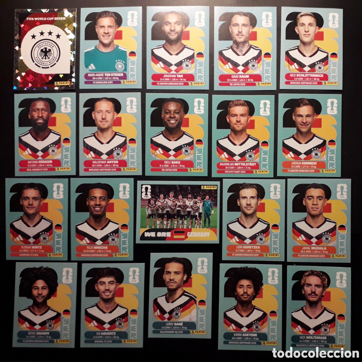 Cromos de Futebol: 20 CROMOS ALEMANIA, EQUIPO COMPLETO MUNDIAL F&Uacute;TBOL 2026 FIFA WORLD CUP PANINI SIN PEGAR