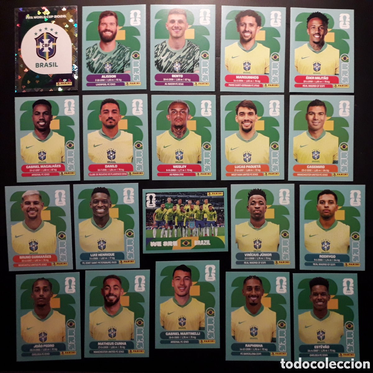 Cromos de Futebol: 20 CROMOS BRASIL, EQUIPO COMPLETO MUNDIAL F&Uacute;TBOL 2026 FIFA WORLD CUP PANINI SIN PEGAR