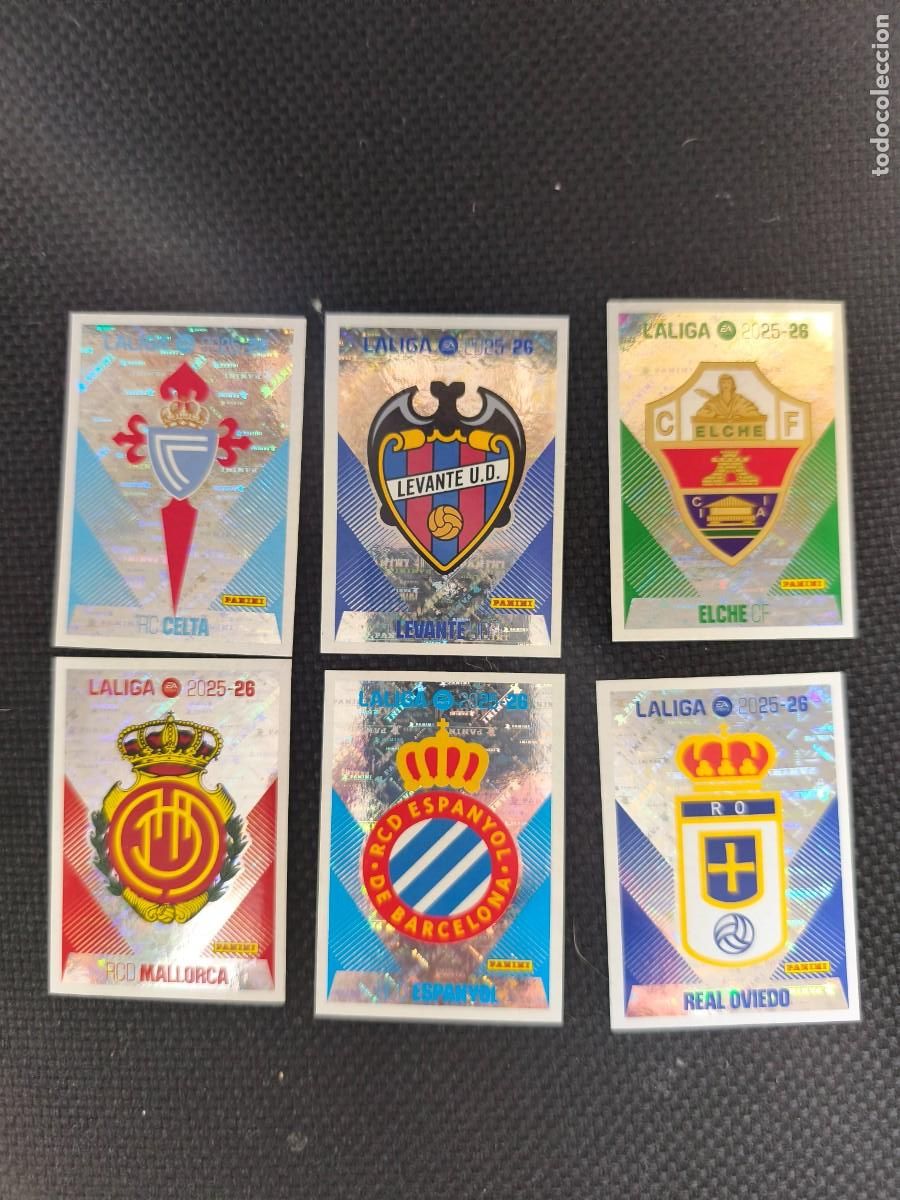 Cromos de F&uacute;tbol: 6 cromos nuevos de la liga 25 26 escudos