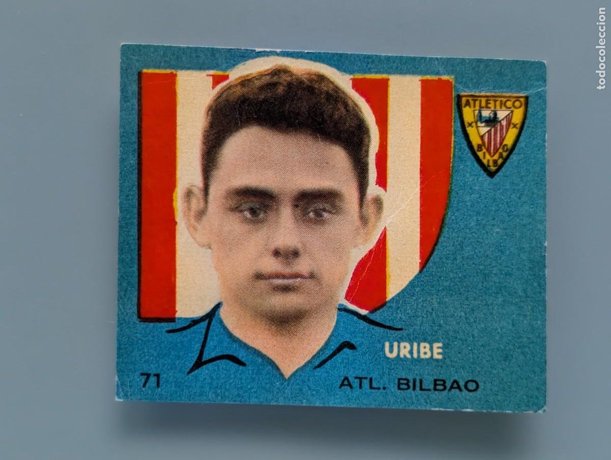 Cromos de F&uacute;tbol: RARO CROMO FUTBOL URIBE N&ordm; 71 ATHLETIC CLUB BILBAO BRUGUERA CAMPEONES LIGA 1958 1959 1958-59 VIZCAYA