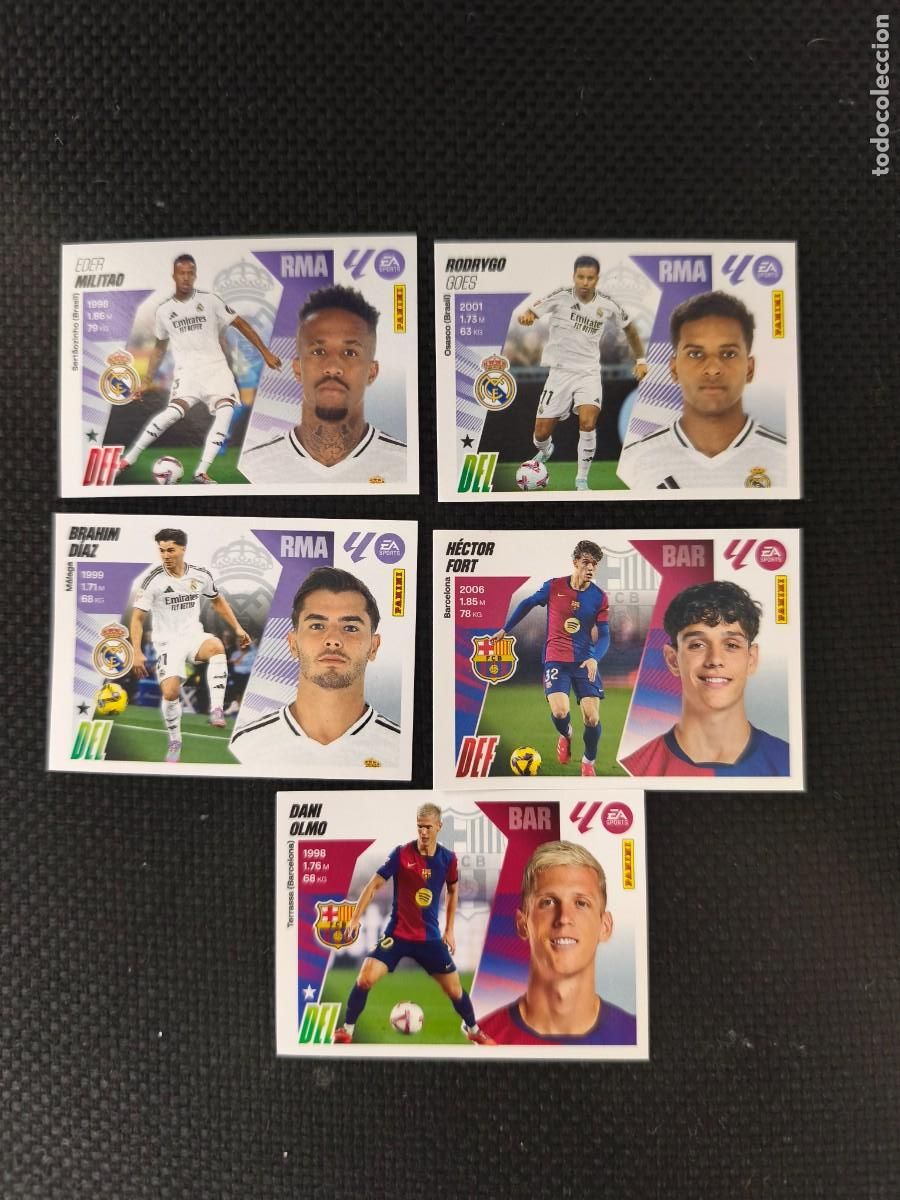 Cromos de F&uacute;tbol: 5 cromos de la liga 25 26 real Madrid y Barcelona nuevod
