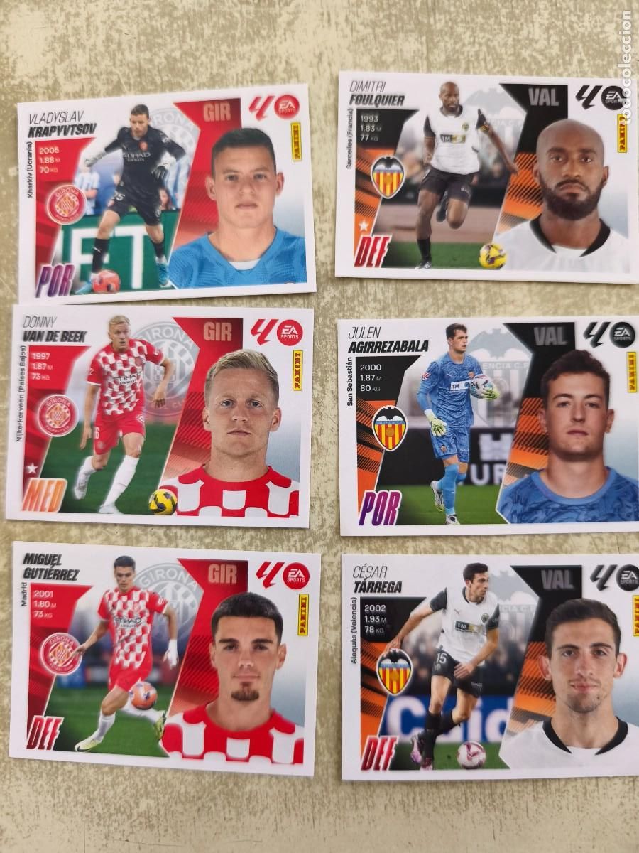 Cromos de F&uacute;tbol: 6 cromos de la liga 25 26 valencia y Girona