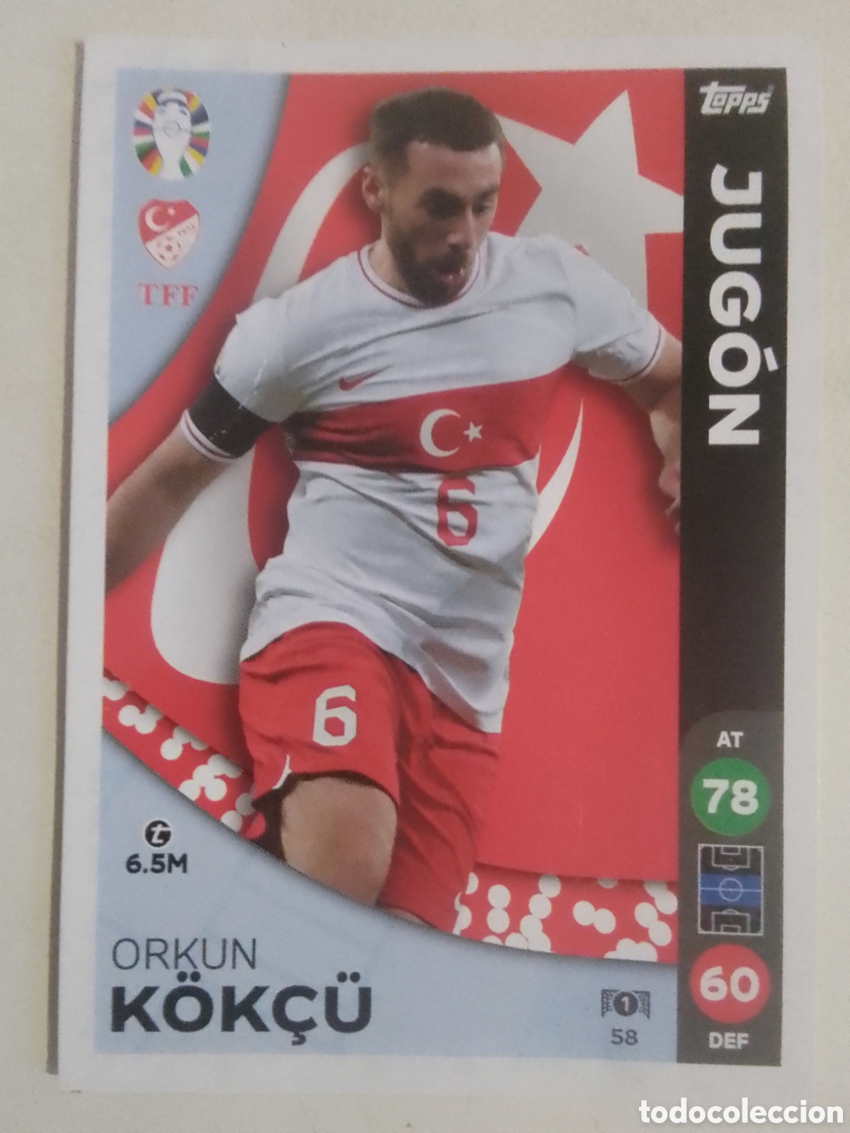 Cromos de F&uacute;tbol: Topps MATCH ATTAX LIDL n&deg; 58 K&ouml;k&ccedil;&uuml; &bull; Turqu&iacute;a. JUG&Oacute;N.