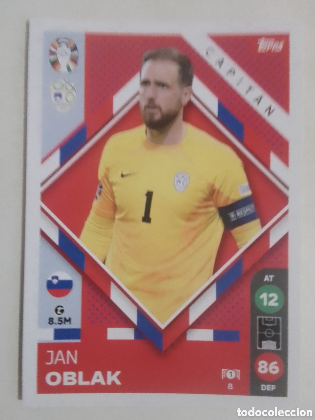 Cromos de F&uacute;tbol: Topps MATCH ATTAX LIDL EURO 2024 n&deg; 8 Oblak &bull; Eslovenia. CAPIT&Aacute;N.
