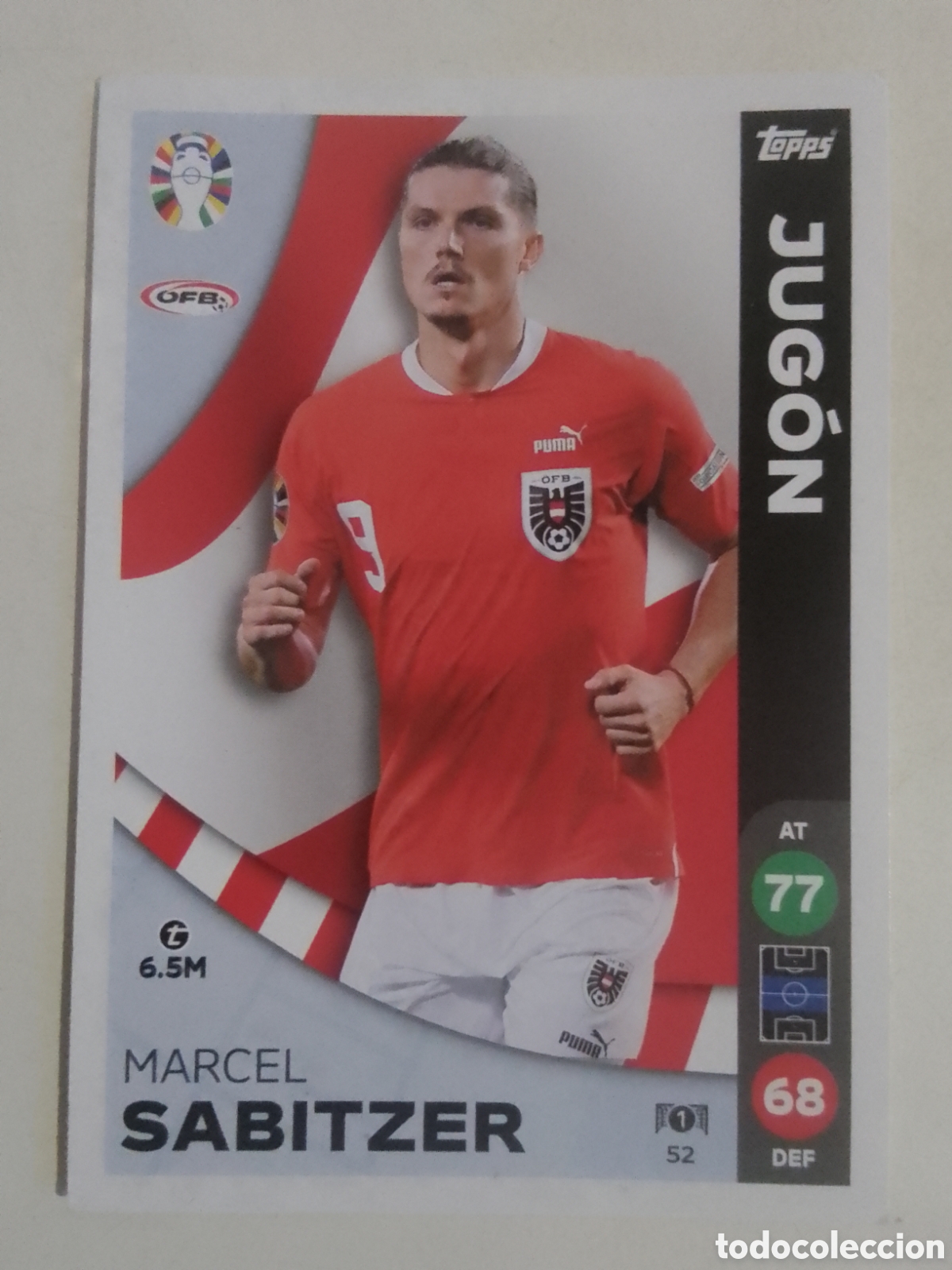 Cromos de F&uacute;tbol: Topps MATCH ATTAX LIDL EURO 2024 n&deg; 52 Sabitzer &bull; Austria. JUG&Oacute;N.