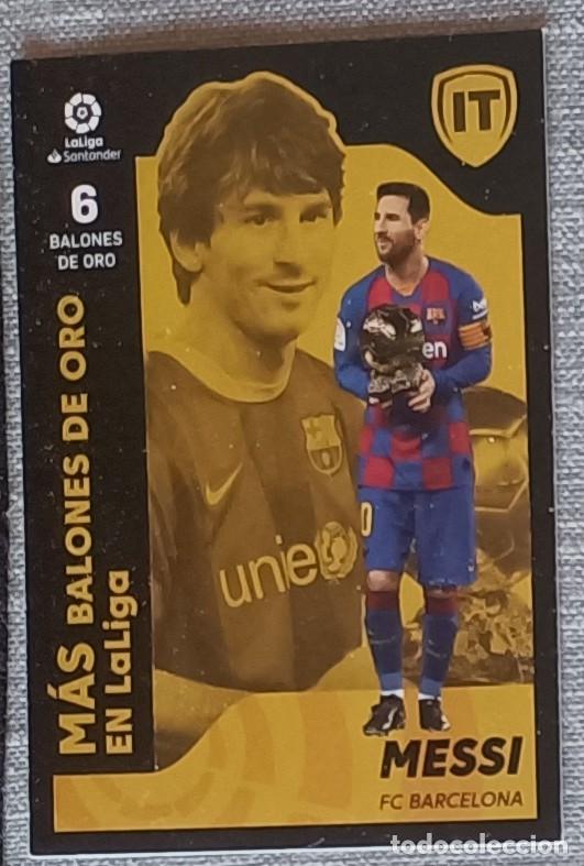 Cromos de F&uacute;tbol: Liga Este 2021-22 Lionel Messi 9 Mas Balones de Oro Isla del Tesoro FC Barcelona