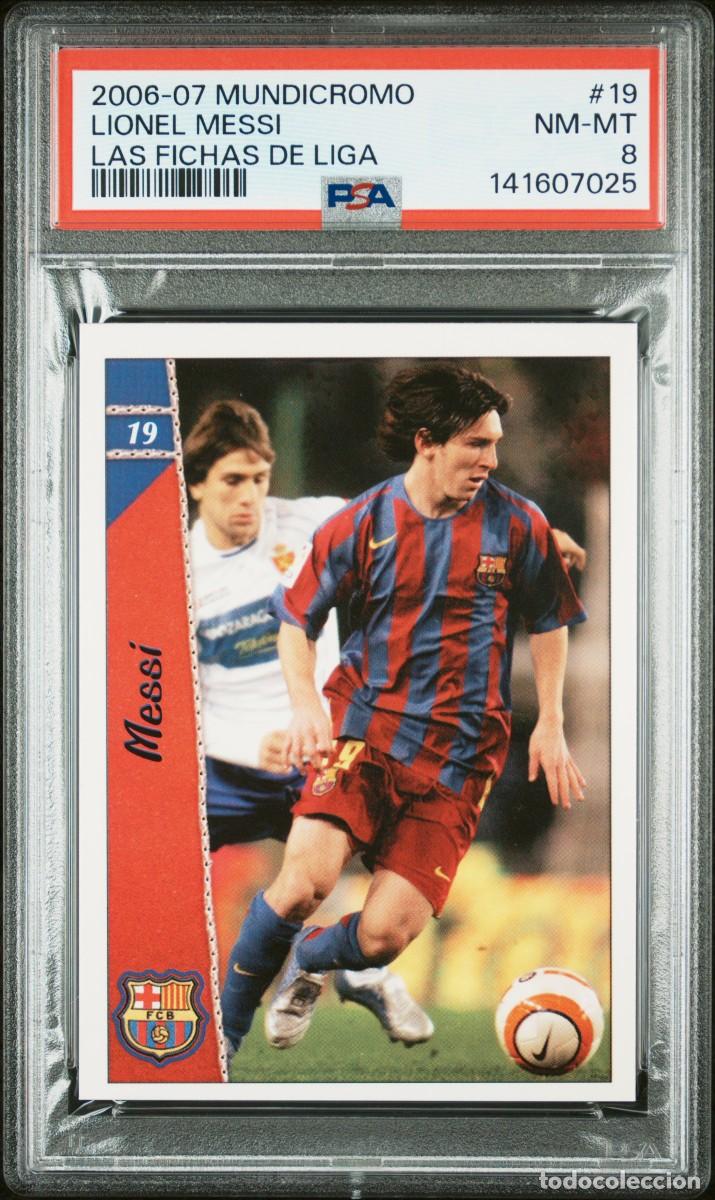 Cromos de F&uacute;tbol: Messi #19 FC Barcelona Mundicromo Las Fichas de la Liga 2006 07 PSA 8