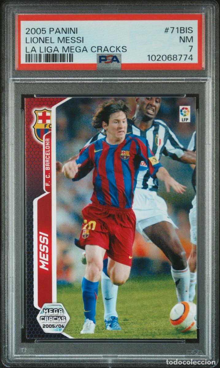 Cromos de F&uacute;tbol: Lionel Messi #71 bis FC Barcelona Panini Megacracks 2005 06 PSA 7 NM