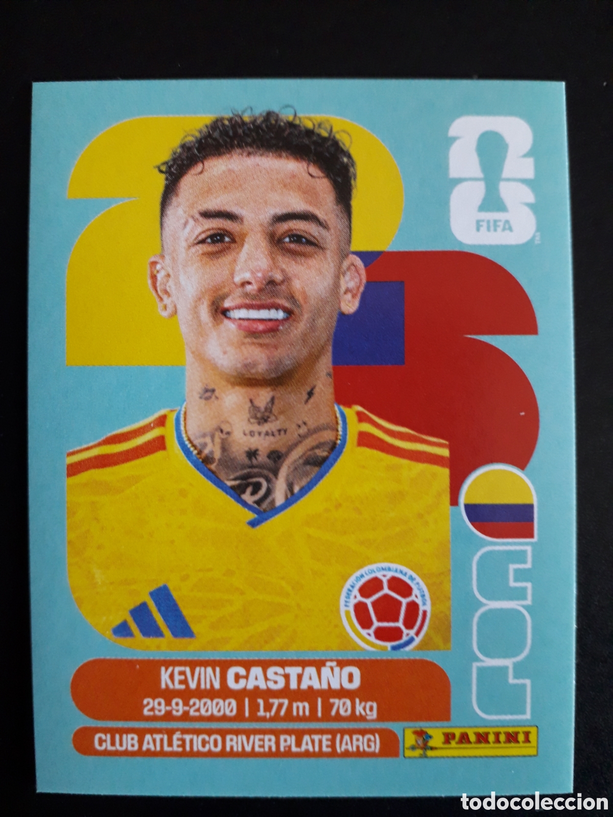 Figurine di Calcio: CASTA&Ntilde;O COLOMBIA COL 11 MUNDIAL F&Uacute;TBOL 2026 FIFA WORLD CUP PANINI SIN PEGAR PEDIDO M&Iacute;NIMO 3&euro;.