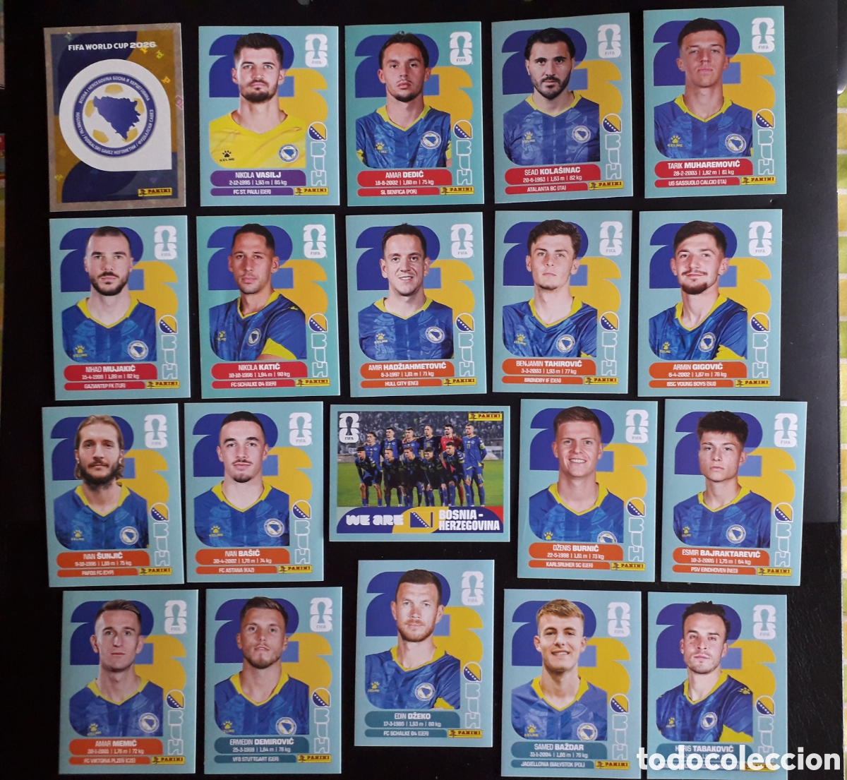 Cromos de F&uacute;tbol: 20 CROMOS BOSNIA HERCEGOVINA, EQUIPO COMPLETO MUNDIAL F&Uacute;TBOL 2026 FIFA WORLD CUP PANINI SIN PEGAR